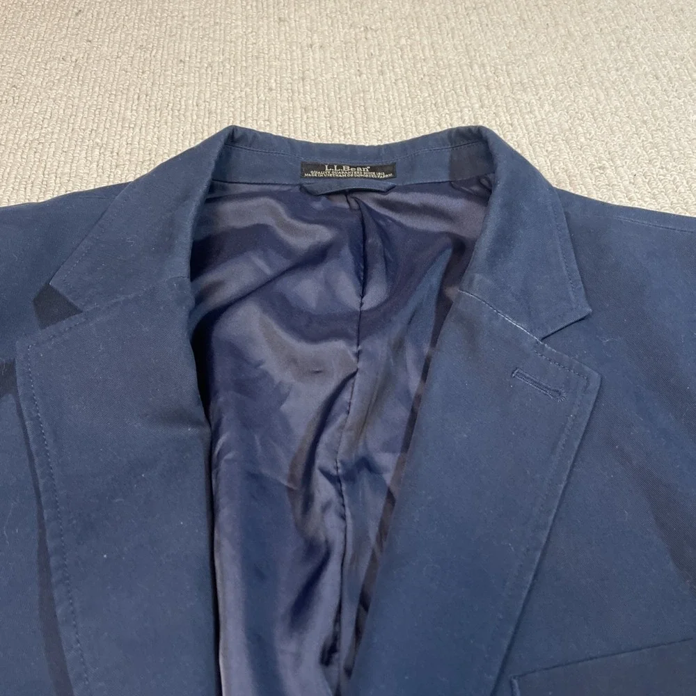 LL Bean Men's Size 52 Sport Coat Blazer Jacket Navy Wedding 100% Cotton